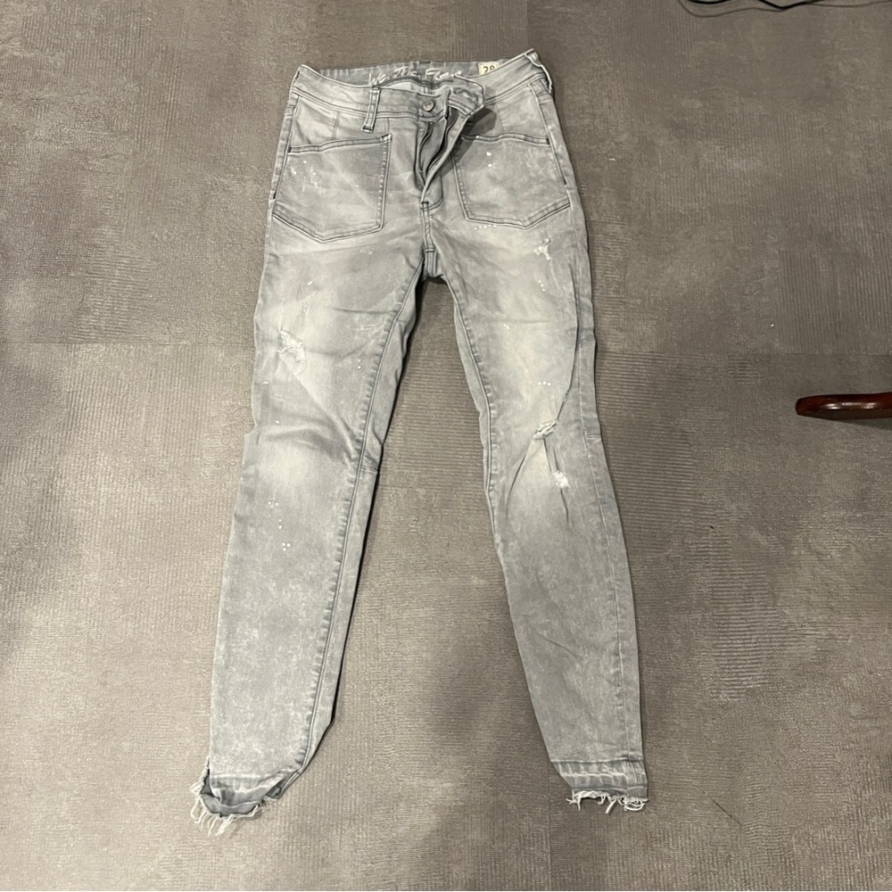 We The Free Women’s Skinny Jeans Gray Distressed